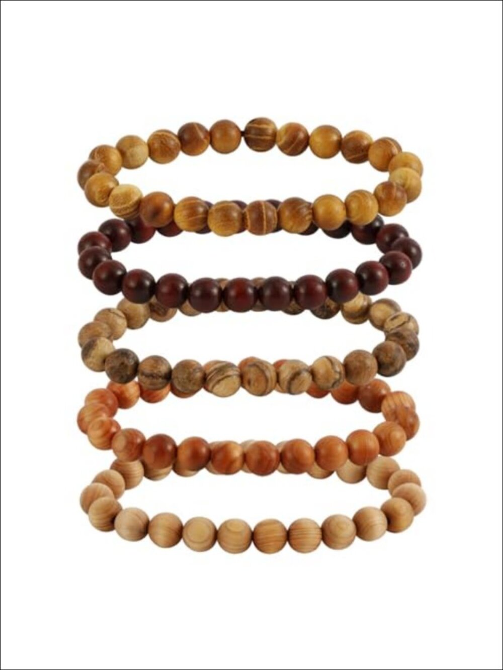 5Pc Sandalwood Hematite Stone Cross Mala Bead Stretch Bracelets Set